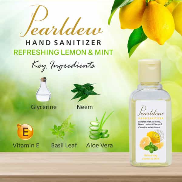 Pearldew Hand Sanitizer (Gel) Refreshing Lemon & Mint 60 Ml - Pack Of 8