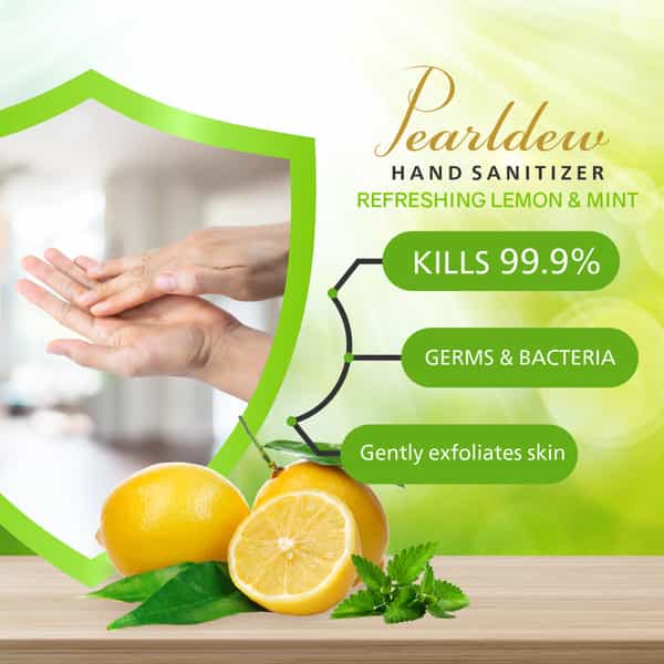 Pearldew Hand Sanitizer (Gel) Refreshing Lemon & Mint 60 Ml - Pack Of 8