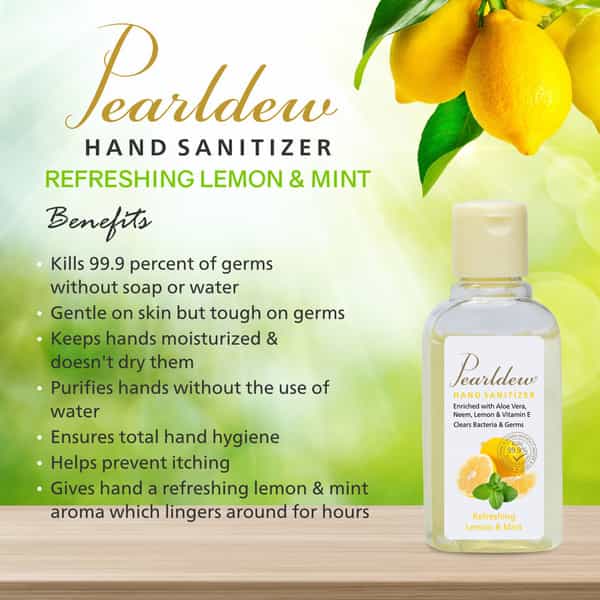 Pearldew Hand Sanitizer (Gel) Refreshing Lemon & Mint 60 Ml - Pack Of 8