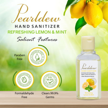 Pearldew Hand Sanitizer (Gel) Refreshing Lemon & Mint 60 Ml - Pack Of 8