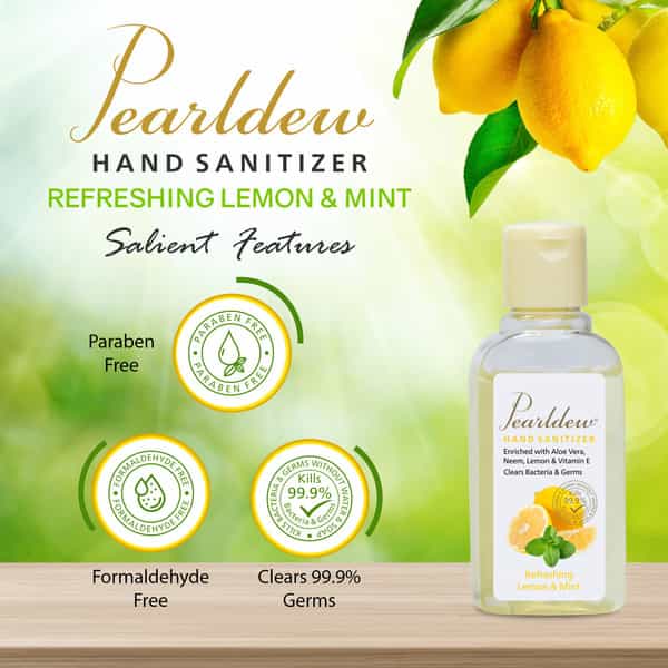 Pearldew Hand Sanitizer (Gel) Refreshing Lemon & Mint 60 Ml - Pack Of 8