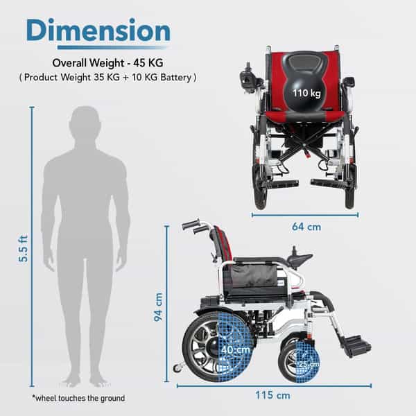 Everactiv Ecolite Electric Wheelchair (Red & Black)
