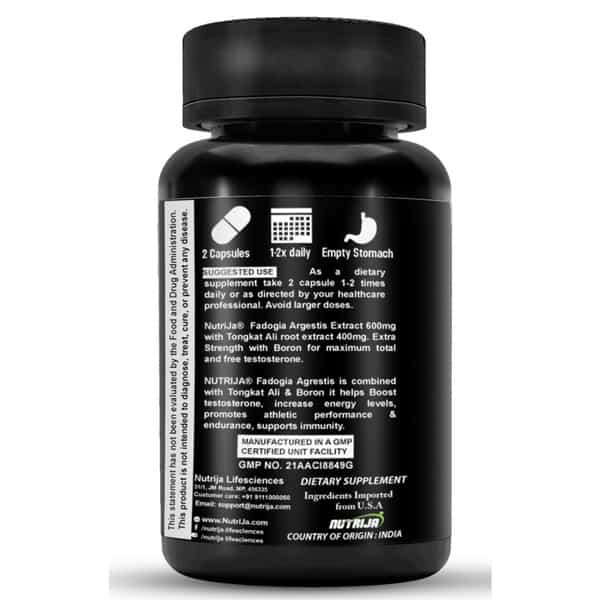 Nutrija Fadogia Agrestis 600Mg & Tongkat Ali 400Mg (120 Capsules)