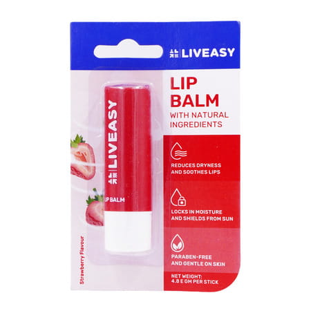 Liveasy Essentials Strawbery Flavour Lip Balm 4.8gm