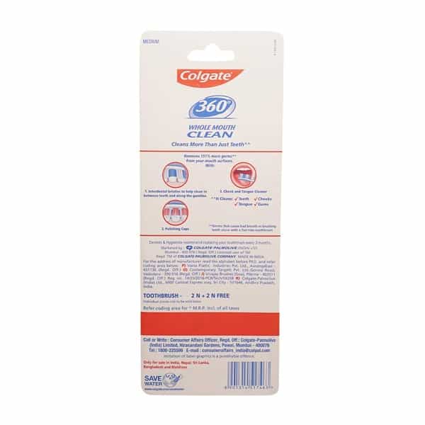 Colgate 360 Degree Whole Mouth Clean Toothbrush - (Buy 2 Get 2 Free) - 4 Pcs