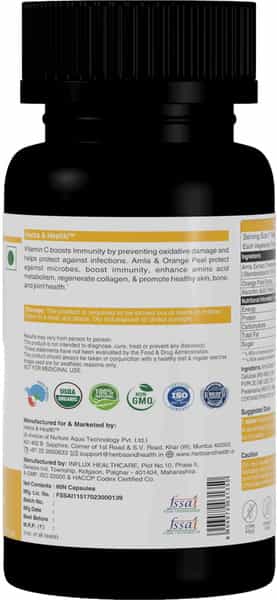 Herbs & Health - Vitamin C|1000Mg Organic Vitamin C|60 Capsules