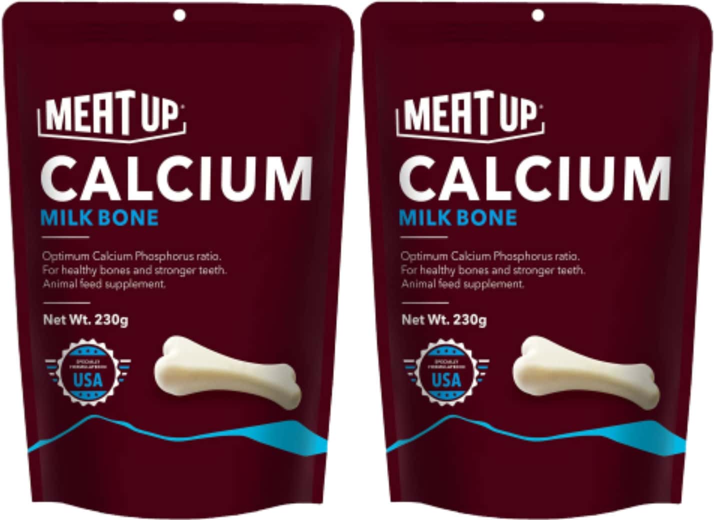 Meat Up Dog Treats Chew Bones | Calcium Flavor 230g (buy 1 Get 1 Free) Total 460g