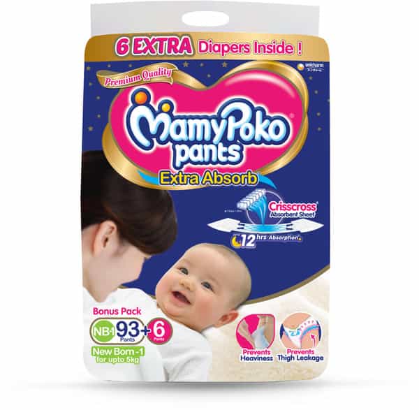 Mamypoko Pants Extra Absorb Diaper For New Born - Pack Of 99 Diapers