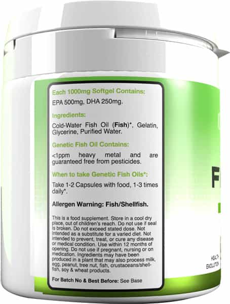 Genetic Nutrition Fish Oils Omega-3 500Mg Epa 250Mg Dha Incredibly Low Heavy Metal 100 Capsules