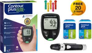 Contour Plus Elite Blood Glucose Monitoring System With Contour Plus Test Strip 20s Free