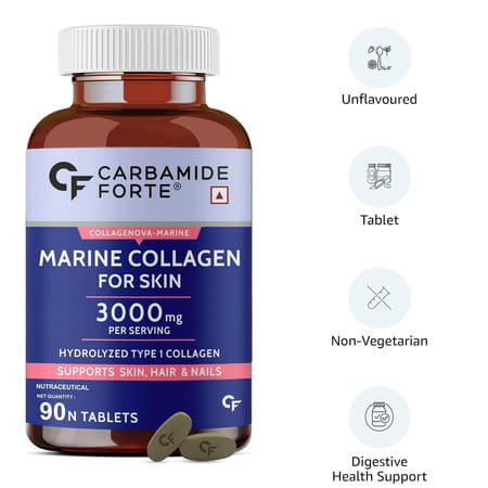 Carbamide Forte Marine Collagen Peptides 3000mg-90 Tablets