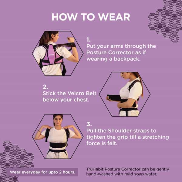 Truhabit Posture Corrector For Women | Back Support Belt For Back Pain | Posture Belt (1 Unit)