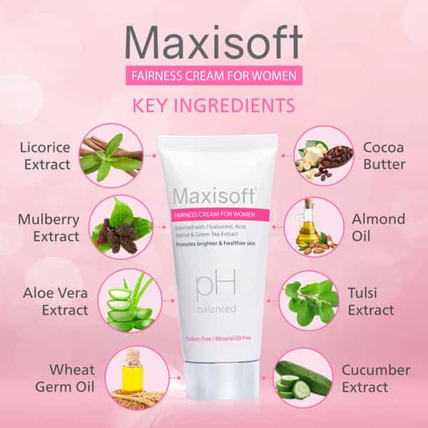 Maxisoft Fairness Cream For Women | Promotes Brighter & Healthier Skin | Tube | 50 Gm | Pack Of 2
