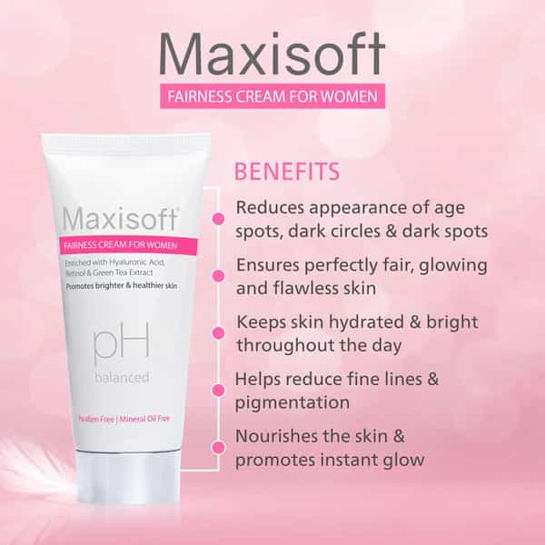 Maxisoft Fairness Cream For Women | Promotes Brighter & Healthier Skin | Tube | 50 Gm | Pack Of 2