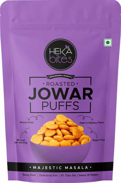 Heka Bites Roasted Jowar Puffs Majestic Masala - Pack Of 1 |Low Calorie Healthy & Diabetic Snacks