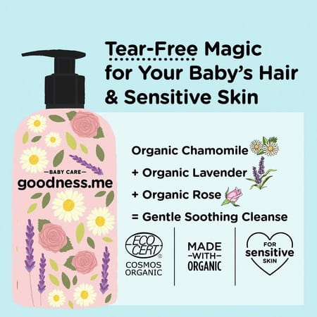 Goodness.me Certified Organic Baby Head-To-Toe Face Body Wash & Shampoo Tear Free 400Ml