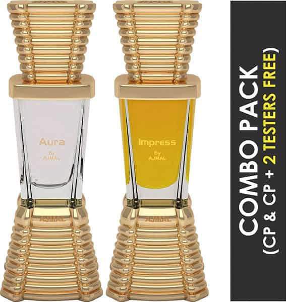 Ajmal Aura Cp Attar 10Ml For Unisex And Impress Cp Oil Alcohol-Free Attar 10Ml For Men