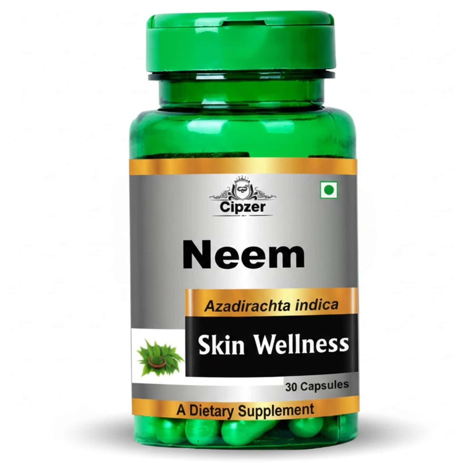 Cipzer Neem Capsules Experience Glowing Skin | Elasticity | And Acne-free Complexion - 30 Capsules