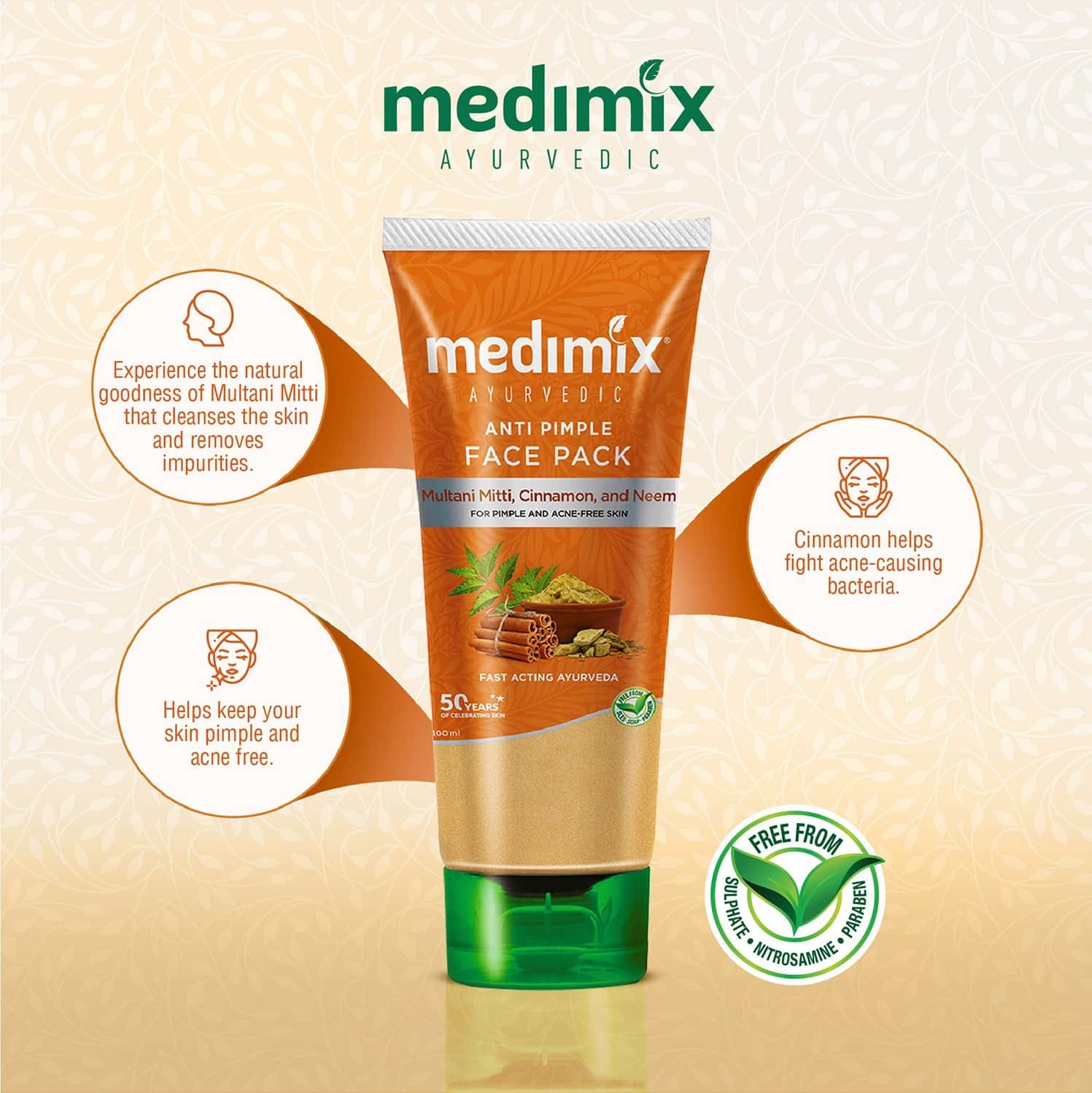 Buy MEDIMIX AYURVEDIC ANTI PIMPLE FACE PACK 100ML Online & Get Upto