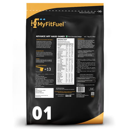 Myfitfuel Advance Mff Mass Gainer (3:1 Carb Protein Ratio)|1kg, 26 Servings (Rich Chocolate Delight)