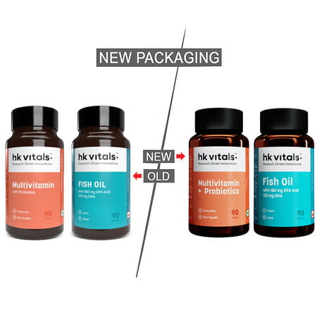 Hk Vitals Fish Oil And Multivitamin With Probiotics (90 Tablets Each) Combo Pack