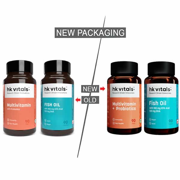 Hk Vitals Fish Oil And Multivitamin With Probiotics (90 Tablets Each) Combo Pack