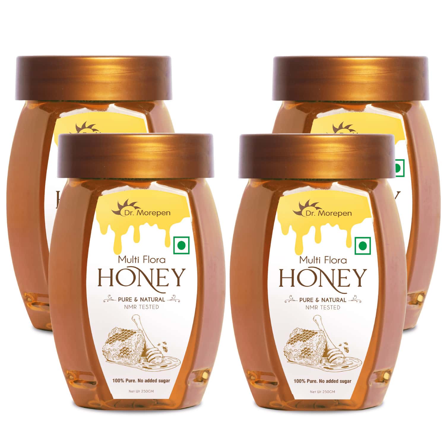 Dr. Morepen Natural & Pure Multi Flora Honey Nmr Tested & No Sugar Adulteration - 250gm Pack Of 4