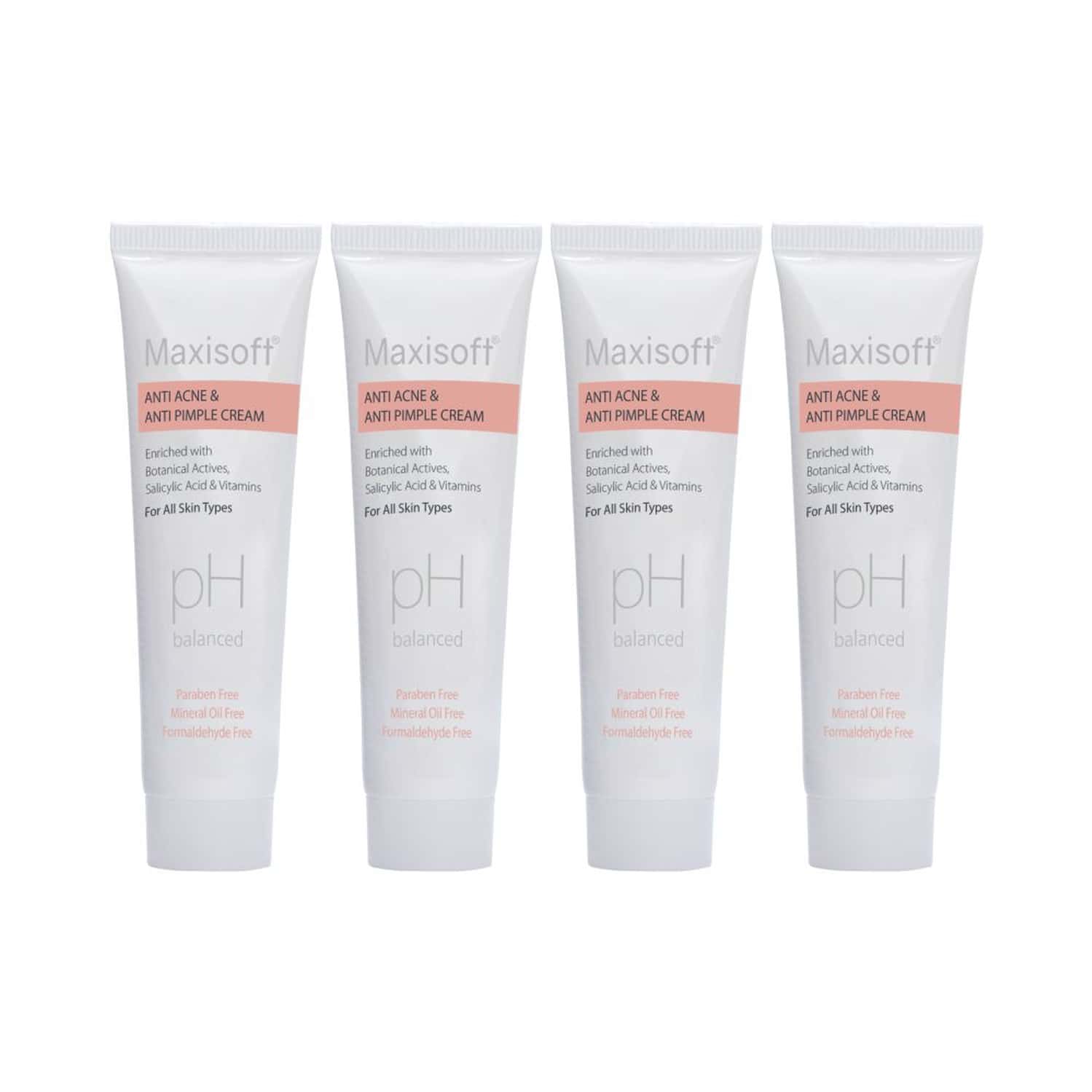 Maxisoft Anti Acne & Anti Pimple | Ph Balanced | Cream | Tube | 25 Gm | Pack Of 4
