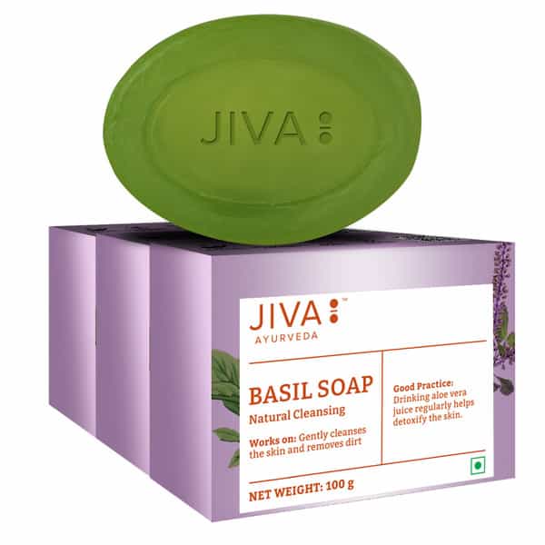 Jiva Basil Bathing Soap For Anti Pimple| Anti Acne- 100Gm (Pack Of 3)