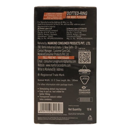 Manforce Cocktail Chocolate & Hazelnut Dotted Ring Box Of 10 Condoms