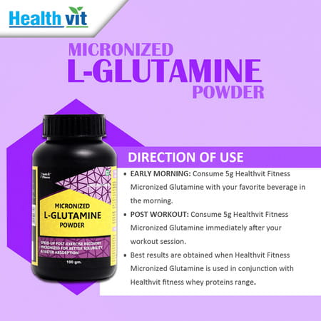 Healthvit Fitness Micronized Glutamine Powder - 100 G (Unflavored)
