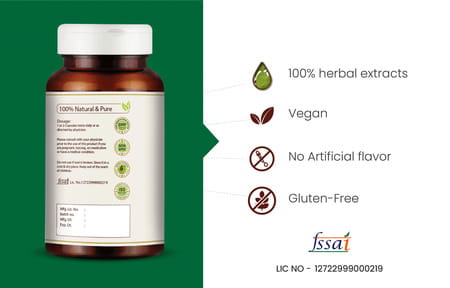 Vedikroots Giloy 60 Capsules 450 Mg 100% Organic | Tinospora Cordifolia | For Digestion(Pack Of 3)