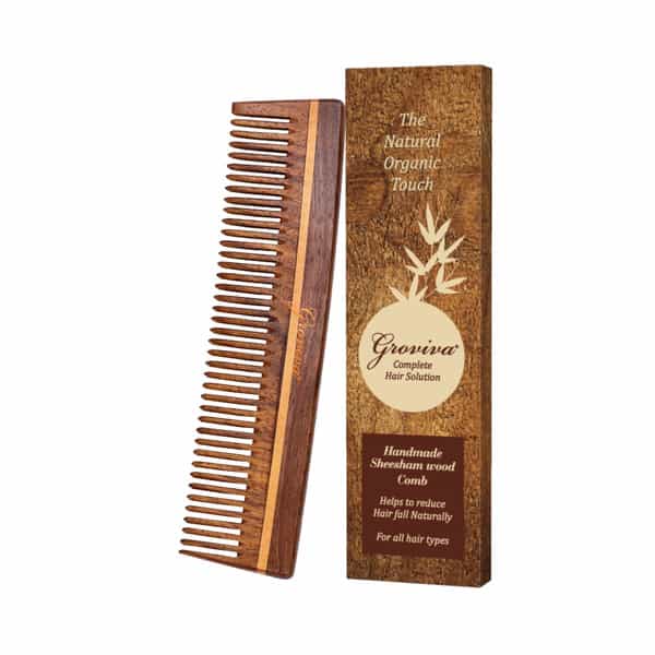 Groviva Sheesham Wood Comb 13 Fc | Hair Straightening | For Men (Pack Of 2)
