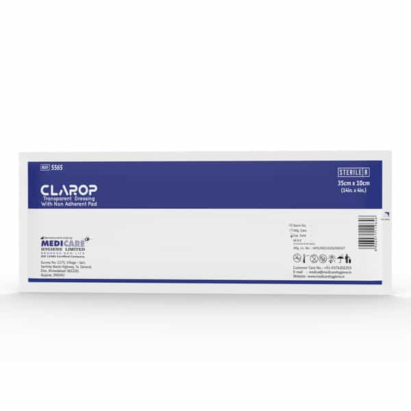 Medica Clarop Transparent Dressing With Non-Adherent Pad 10Cm X 35Cm - Waterproof & Breathable