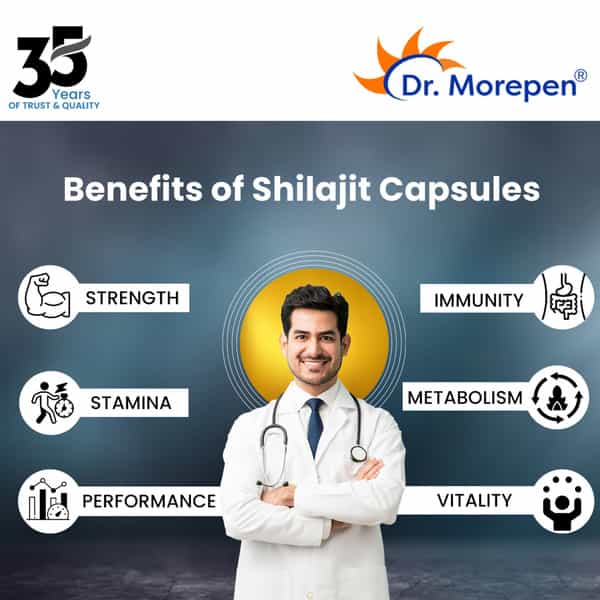 Dr. Morepen Gokshura 60 Tablets & Testo Boost Tablets (60N) + Natural & Pure Shilajit Resin 15G