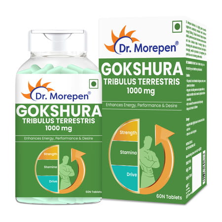 Dr. Morepen Gokshura 60 Tablets & Testo Boost Tablets (60n) + Natural & Pure Shilajit Resin 15g