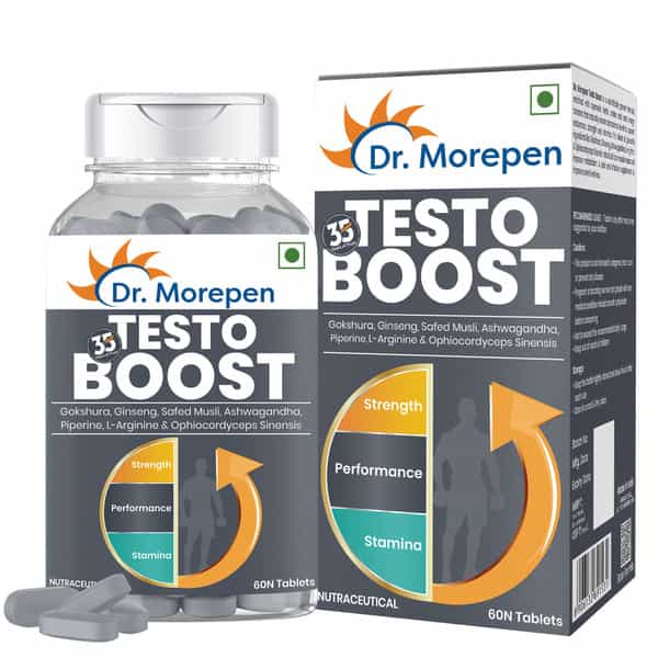 Dr. Morepen Gokshura 60 Tablets & Testo Boost Tablets (60N) + Natural & Pure Shilajit Resin 15G