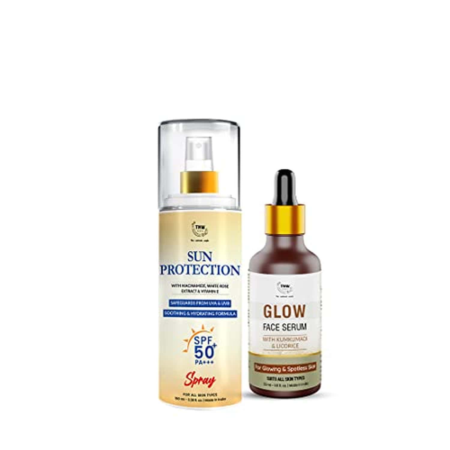 Tnw The Natural Wash Skincare Combo With Sun Protection Spf 50 Spray & Glow Face Serum