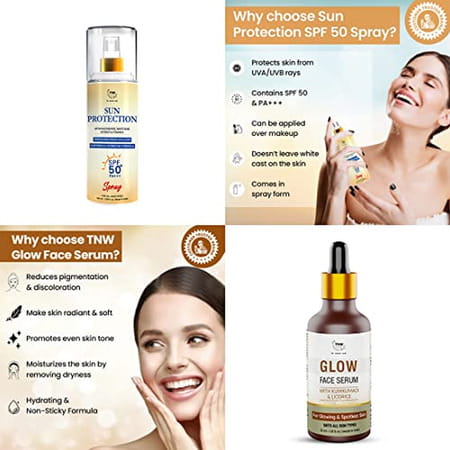 Tnw-The Natural Wash Skincare Combo With Sun Protection Spf 50 Spray & Glow Face Serum
