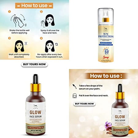 Tnw-The Natural Wash Skincare Combo With Sun Protection Spf 50 Spray & Glow Face Serum