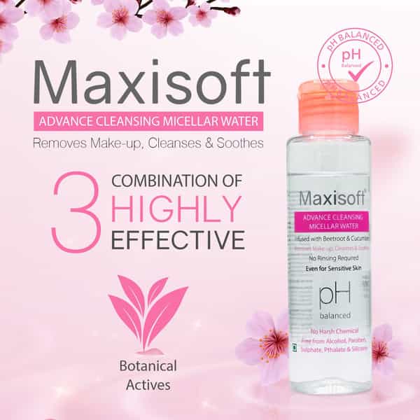 Maxisoft Advance Cleansing Micellar Water | Ph Balanced | Bottle | 100 Ml