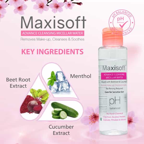 Maxisoft Advance Cleansing Micellar Water | Ph Balanced | Bottle | 100 Ml
