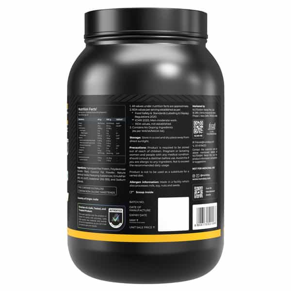 Nutrabay Gold Pea Protein Powder | 25G Protein | 4.6G Bcaa | 5G Fiber | French Vanilla - 1Kg