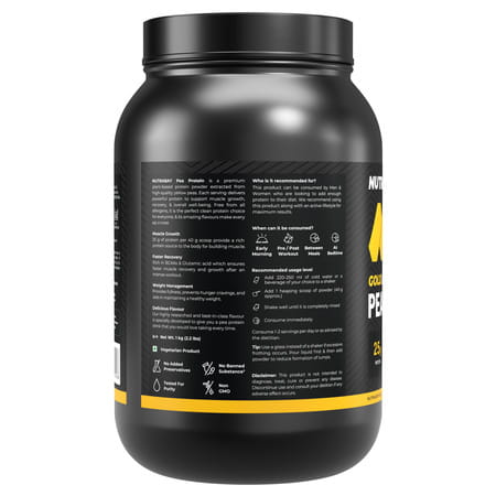 Nutrabay Gold Pea Protein Powder | 25G Protein | 4.6G Bcaa | 5G Fiber | French Vanilla - 1Kg