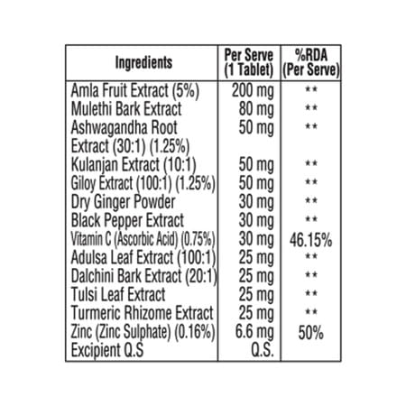 Dr. Vaidya'S Immuni Charge, Natural Immunity Booster | Vitamin C, Amla & Zinc | Orange, 1x15 Tablets