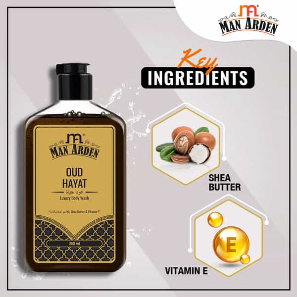 Man Arden Oud Hayat Luxury Body Wash Infused With Shea Butter & Vitamin E 250Ml