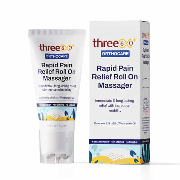 Three60+ Rapid Pain Relief Roll On Massager: Glide Away Pain For Immediate, Long-Lasting Pain Relief