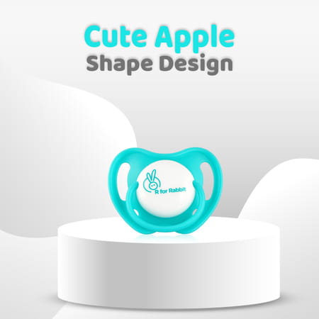 R For Rabbit Baby Apple Pacifier Ultra Light Soft Silicone Nipple | 6 Months +|Large|Blue