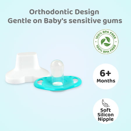 R For Rabbit Baby Apple Pacifier Ultra Light Soft Silicone Nipple | 6 Months +|Large|Blue