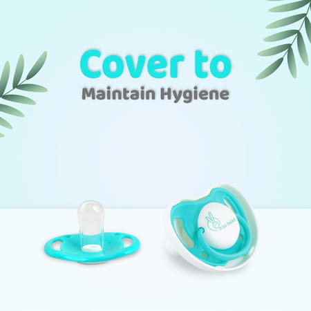 R For Rabbit Baby Apple Pacifier Ultra Light Soft Silicone Nipple | 6 Months +|Large|Blue